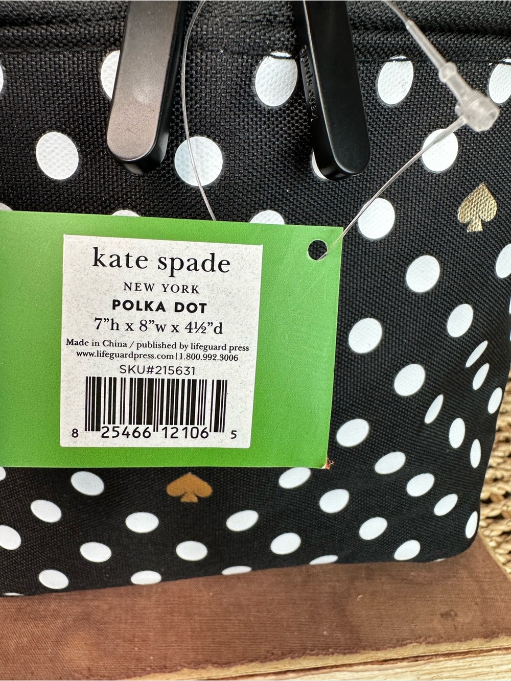 Kate Spade Polka Dot Insulated Lunch Tote Black/White NWT - Picture 4 of 13